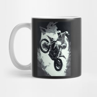 Dirt bike rider low angle  w/ grey and white Mug